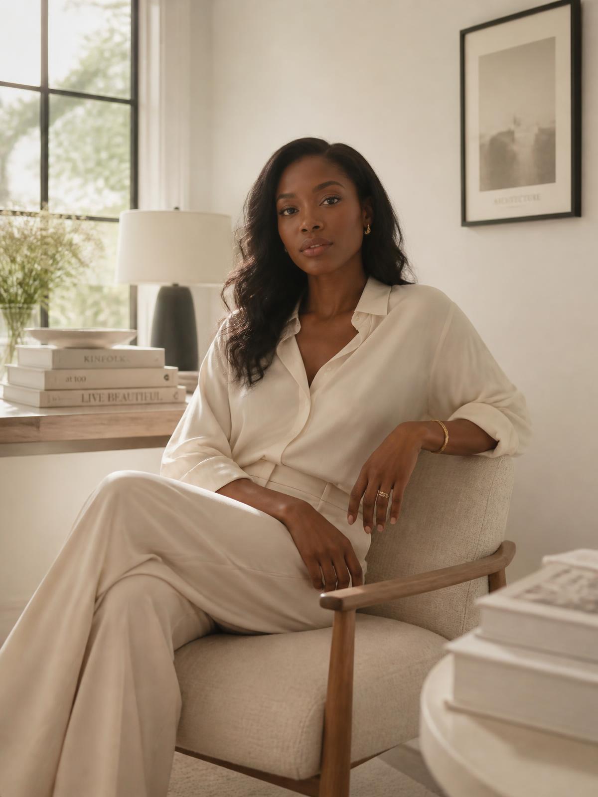 Kendra Black seated in a sunlit home office